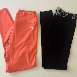 Gymshark Women’s M Bright Coral and Black Leggings Set